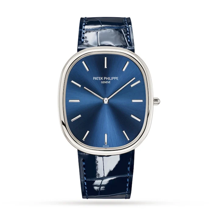 Patek Philippe Elegance Automatic Men’s Watch with Blue Material Dial, Gold Case, 30m Water Resistant / 5738P-001