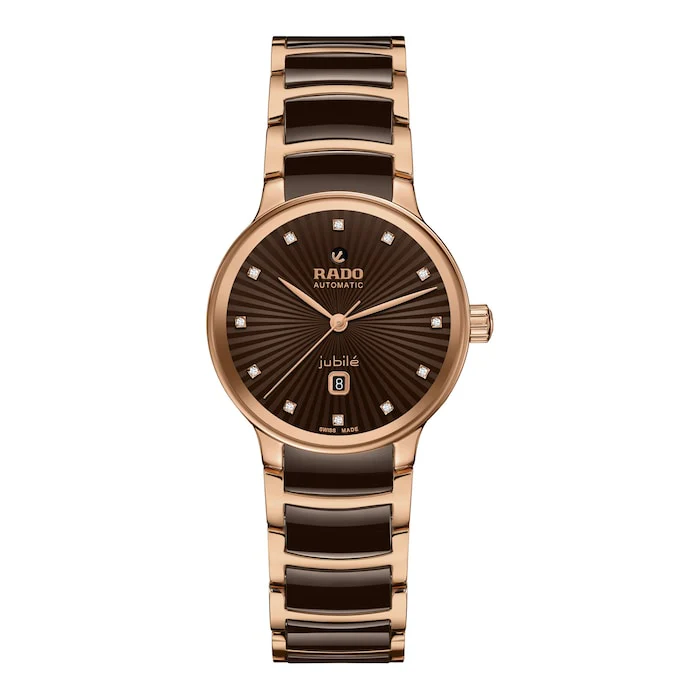 Rado Centrix 30.5mm Unisex Watch Brown Luxury Watch Swiss Made High Precision Movement Sapphire Crystal R30019732