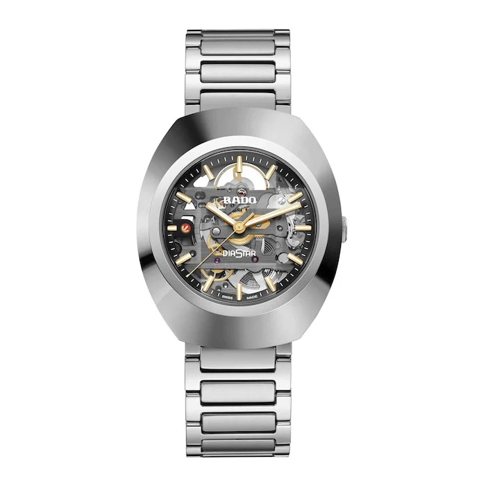 Rado Elegance Automatic 38mm Men’s Watch with Grey Material Dial, Stainless Steel Case & Bracelet, 100m Water Resistant / R12162153