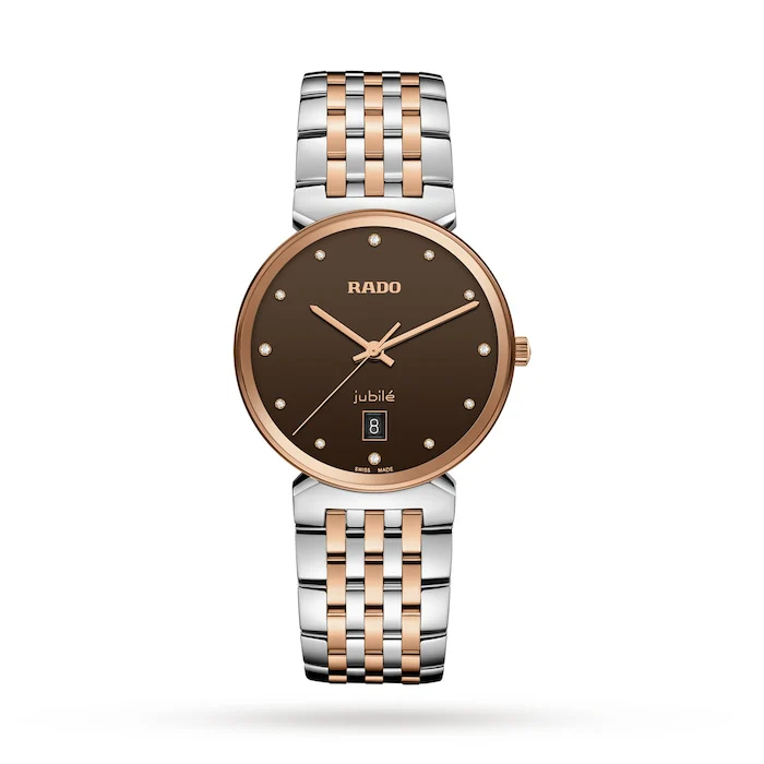 Rado Elegance Quartz 38mm Men’s Watch with Brown Material Dial, Stainless Steel Case & Bracelet, 500m Water Resistant / R48912763