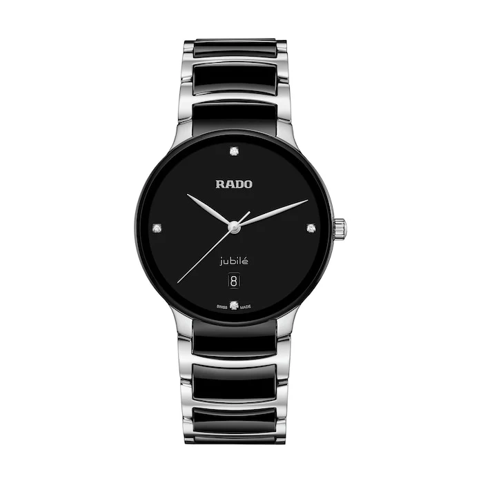 Rado Quartz Men’s Watch with Black Material Dial, Stainless Steel Case, 50m Water Resistant / R30021712