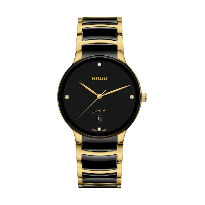 Rado Quartz Men’s Watch with Black Material Dial, Stainless Steel Case, 50m Water Resistant / R30022712