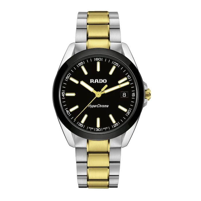 Rado Quartz Men’s Watch with Black Material Dial, Stainless Steel Case & Bracelet, 150m Water Resistant / R32280153