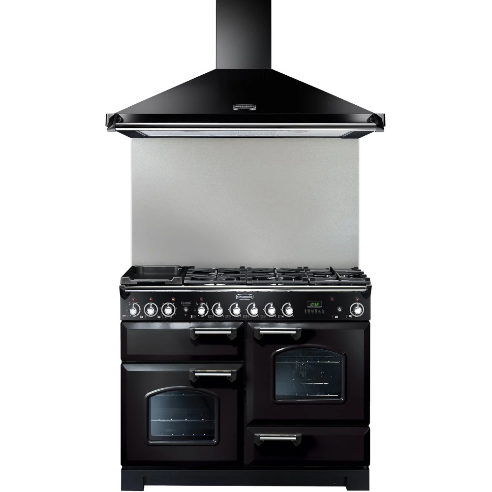 Rangemaster Classic CLAHDC110BC 110cm Chimney Cooker Hood Black / Chrome, Black with Chrome Trim - Image 2