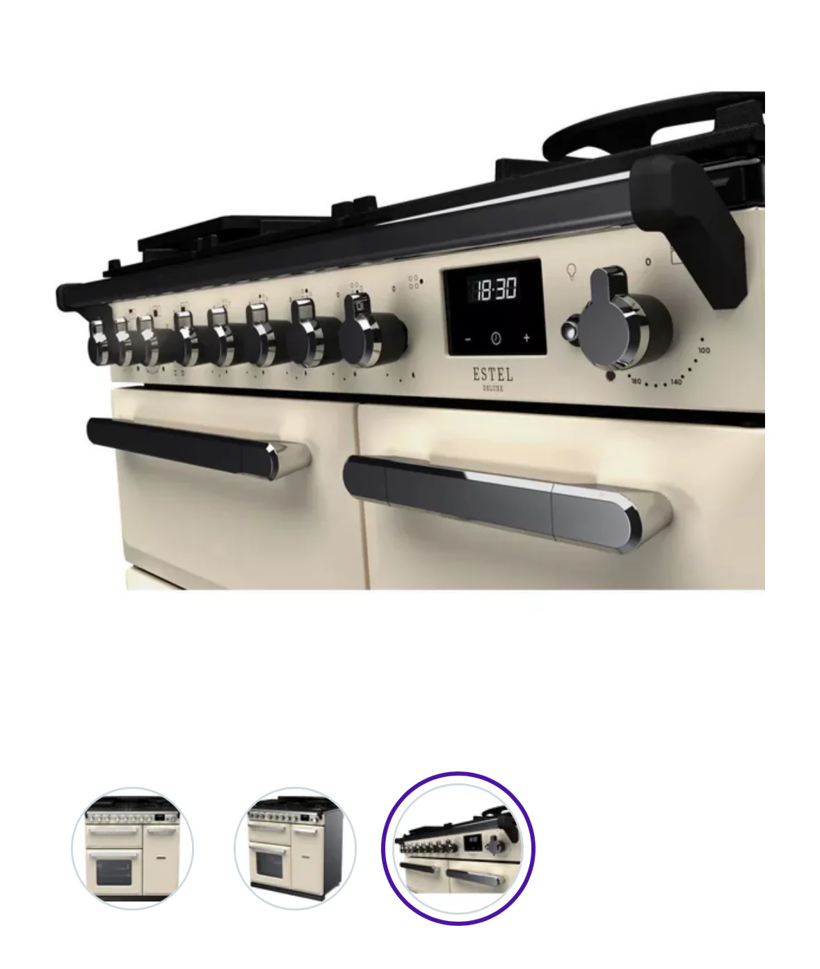 RANGEMASTER Estel Deluxe ESDL90DFPPCR/CM1 90 cm Dual Fuel Range Cooker - Pale Cream & Chrome - Image 3