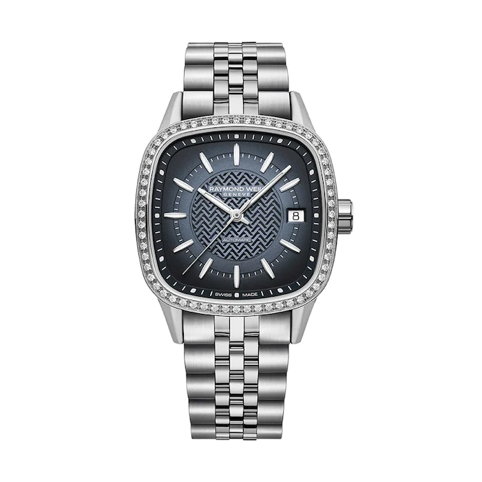 Raymond Weil Freelancer Automatic 34.5mm x 34.5mm Ladies Watch Lab Grown Diamonds Blue 2490-STS-50051