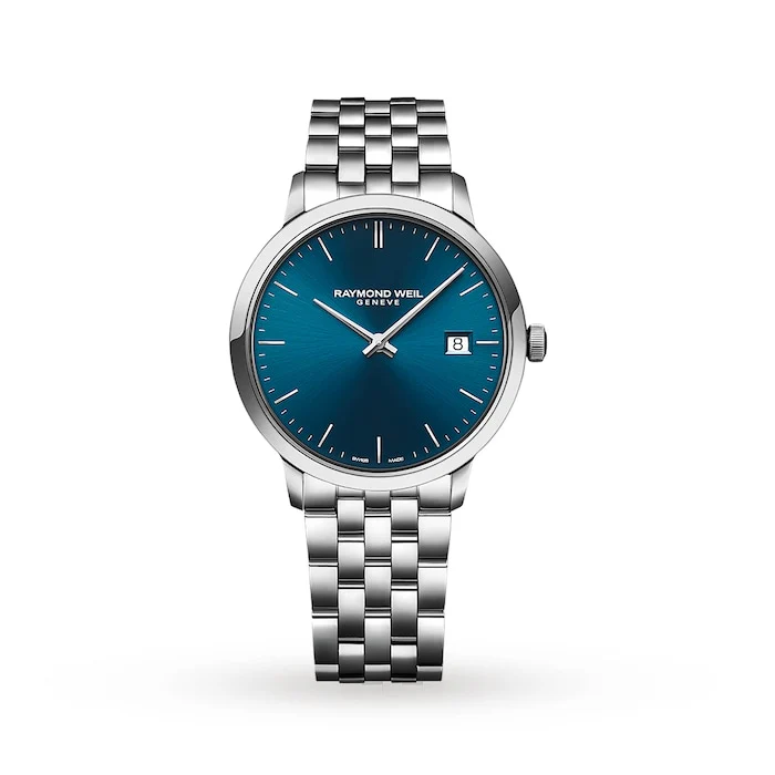 Raymond Weil Heritage Quartz 39mm Men’s Watch with Blue Material Dial, Stainless Steel Case & Bracelet, 50m Water Resistant / 5485-ST-50001