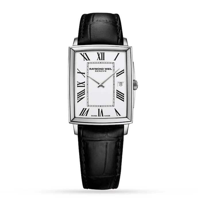 Raymond Weil Quartz 37mm Men’s Watch with White Material Dial, Stainless Steel Case, 50m Water Resistant / 5425-STC-00300