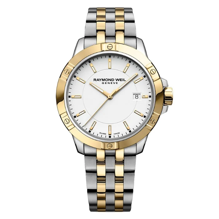 Raymond Weil Quartz 41mm Men’s Watch with White Material Dial, Stainless Steel Case & Bracelet, 300m Water Resistant / 8160-STP-30041