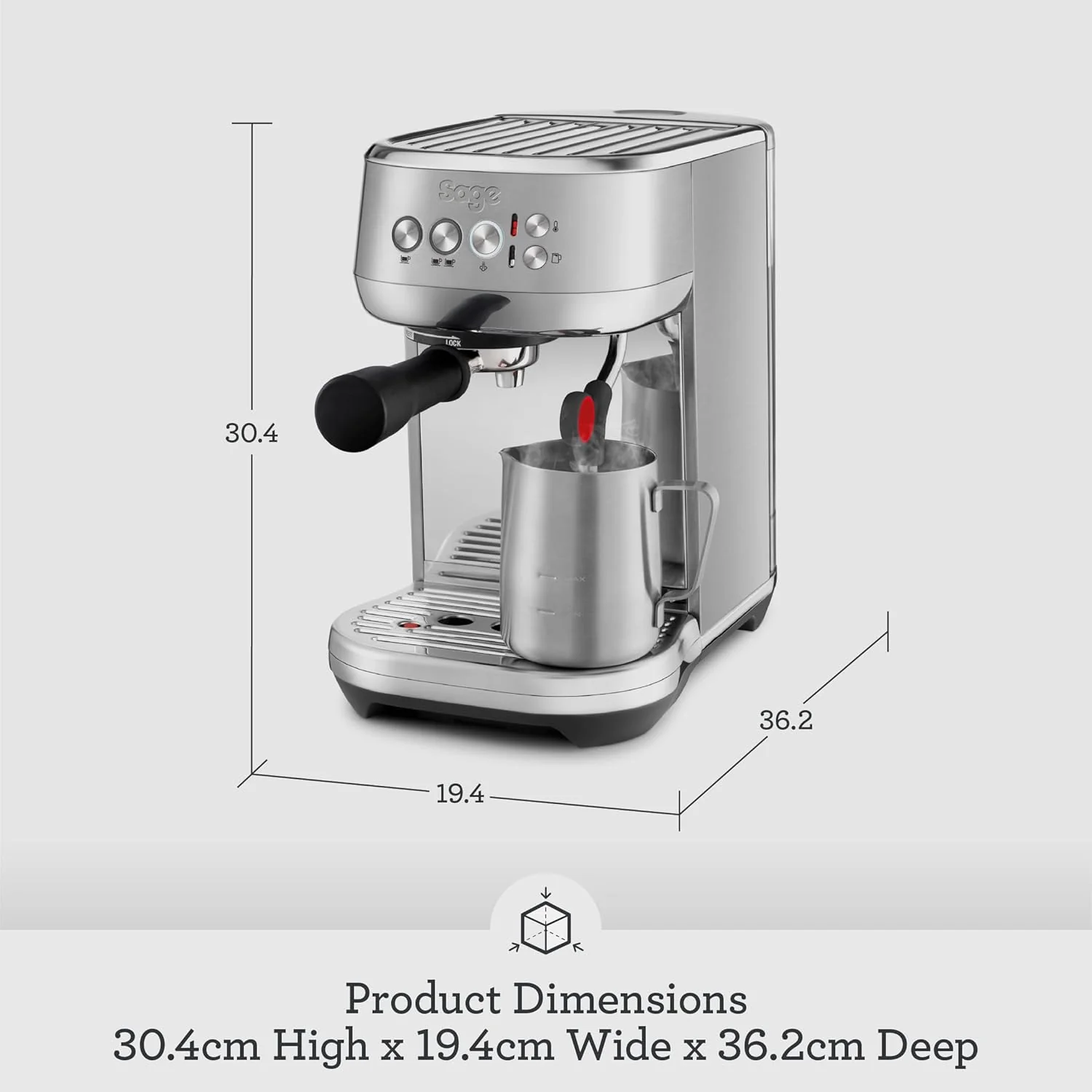 Sage - The Bambino Plus - Compact Coffee Machine with Automatic Milk Frother - 1.9L, 15 bar, 1600 W - Single or Double Shot Espresso Maker, Cappuccino, Latte, Brushed Stainless Steel - Image 5
