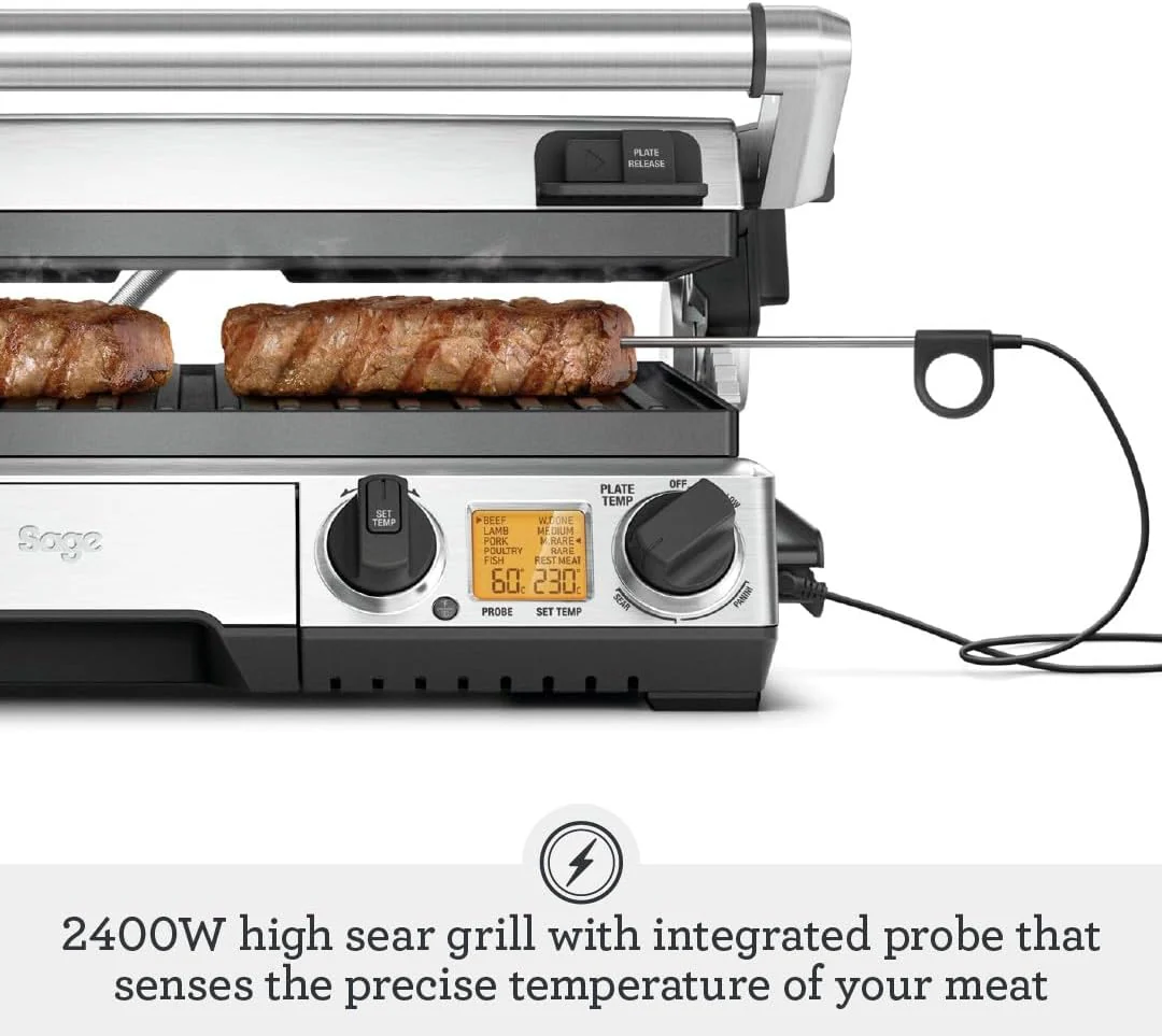 Sage - The BBQ & Press Grill - One-Touch Perfect Panini, Burger & Steak, Brushed Stainless Steel - Image 2