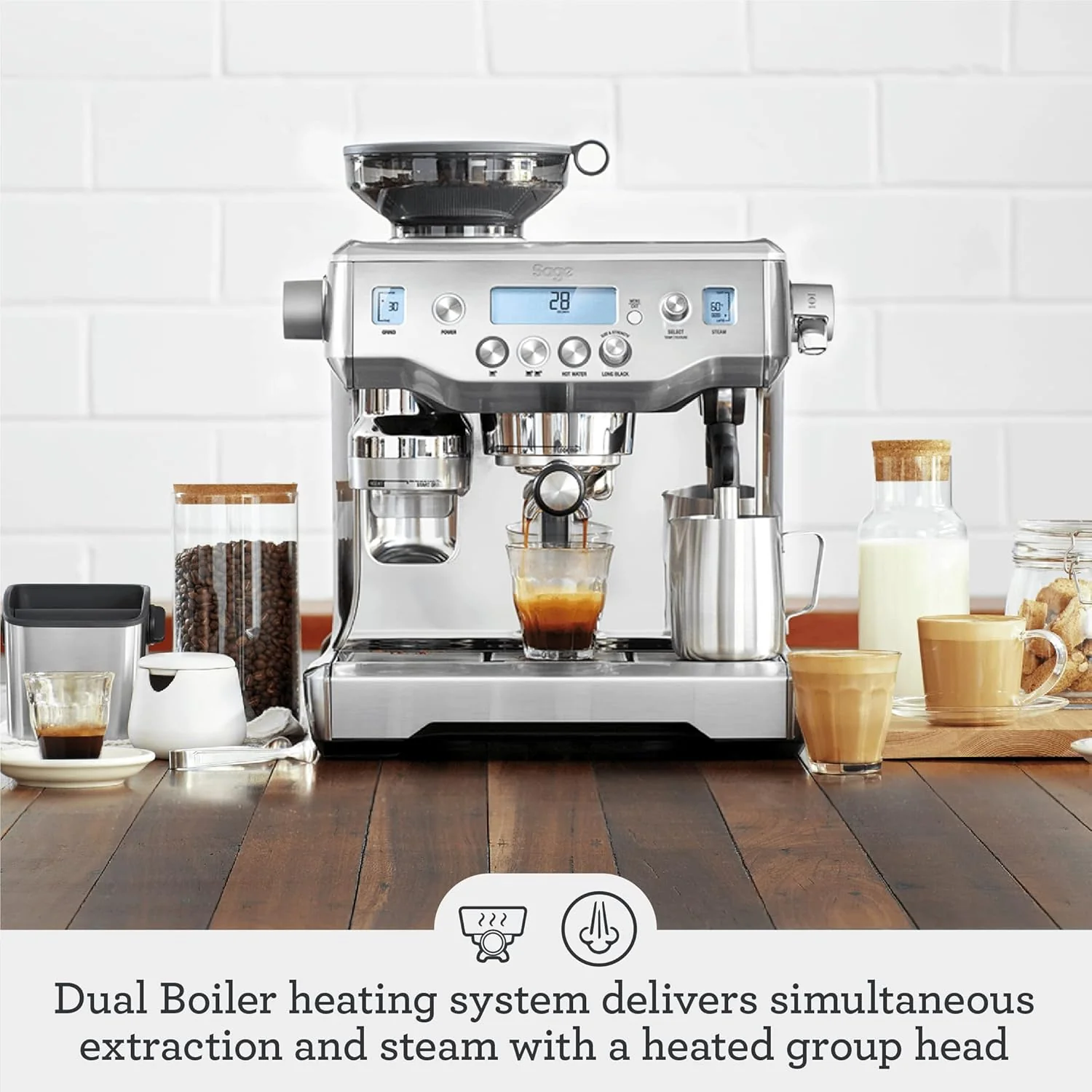Sage - The Oracle, Bean to Cup Coffee Machine with Manual and Automatic Milk Frother, Volumetric or Timed Shot Control, 45 Grind Settings, Espresso, Cappuccino, 2.5L Water Tank, 2400 W, Black Truffle - Image 4