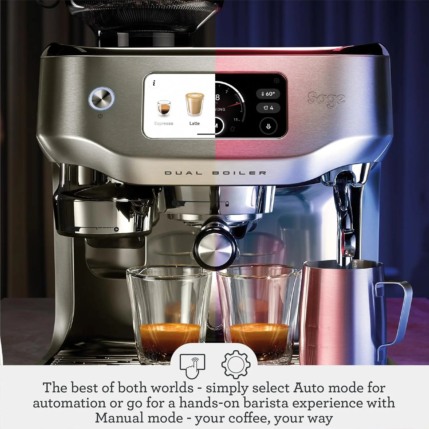 Sage - The Oracle Dual Boiler, Bean to Cup Coffee Machine with Manual and Automatic Milk Frother, 45 Grind Settings - 16 Pre-Set Recipes Incl. Espresso, Cappuccino, Flat White - Stainless Steel - Image 3