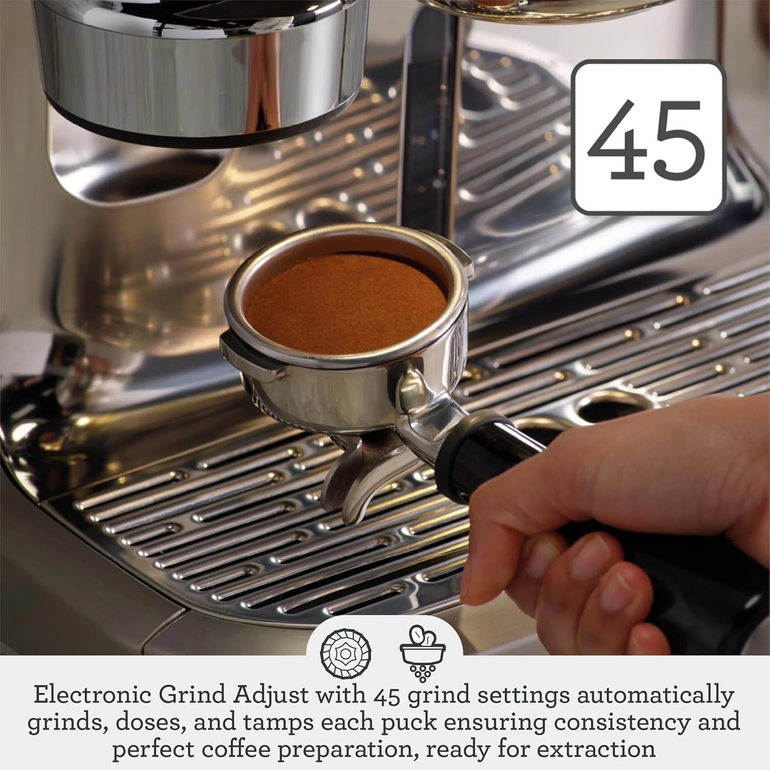Sage - The Oracle Dual Boiler, Bean to Cup Coffee Machine with Manual and Automatic Milk Frother, 45 Grind Settings - 16 Pre-Set Recipes Incl. Espresso, Cappuccino, Flat White - Stainless Steel - Image 9