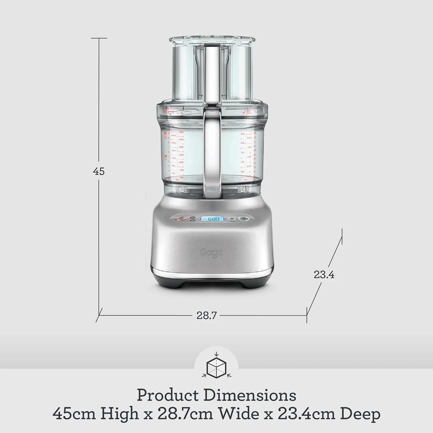 Sage - The Paradice 16 Food Processor - Multifunctional Vegetable Chopper, Dicer, Slicer, Shredder, Blender & Grater - 900W - Stainless Steel - Image 6