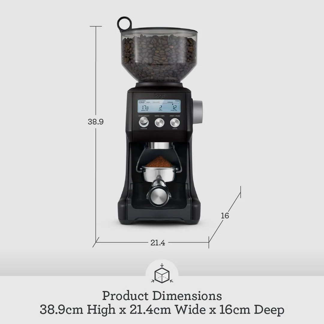 Sage - The Smart Grinder Pro - Conical Burr Coffee Grinder - Programmable, Automatic - 450g Coffee Bean Capacity, 60 Precise Grind Settings - Black Truffle - Image 6
