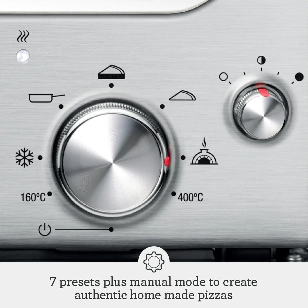 Sage - The Smart Oven Pizzaiolo - Brick Oven for Wood Fired Style Pizza - Leopard Spotted Crust 400°C, 7 Presets & Manual Mode - Peel & Pan included - Brushed Stainless Steel - Image 4