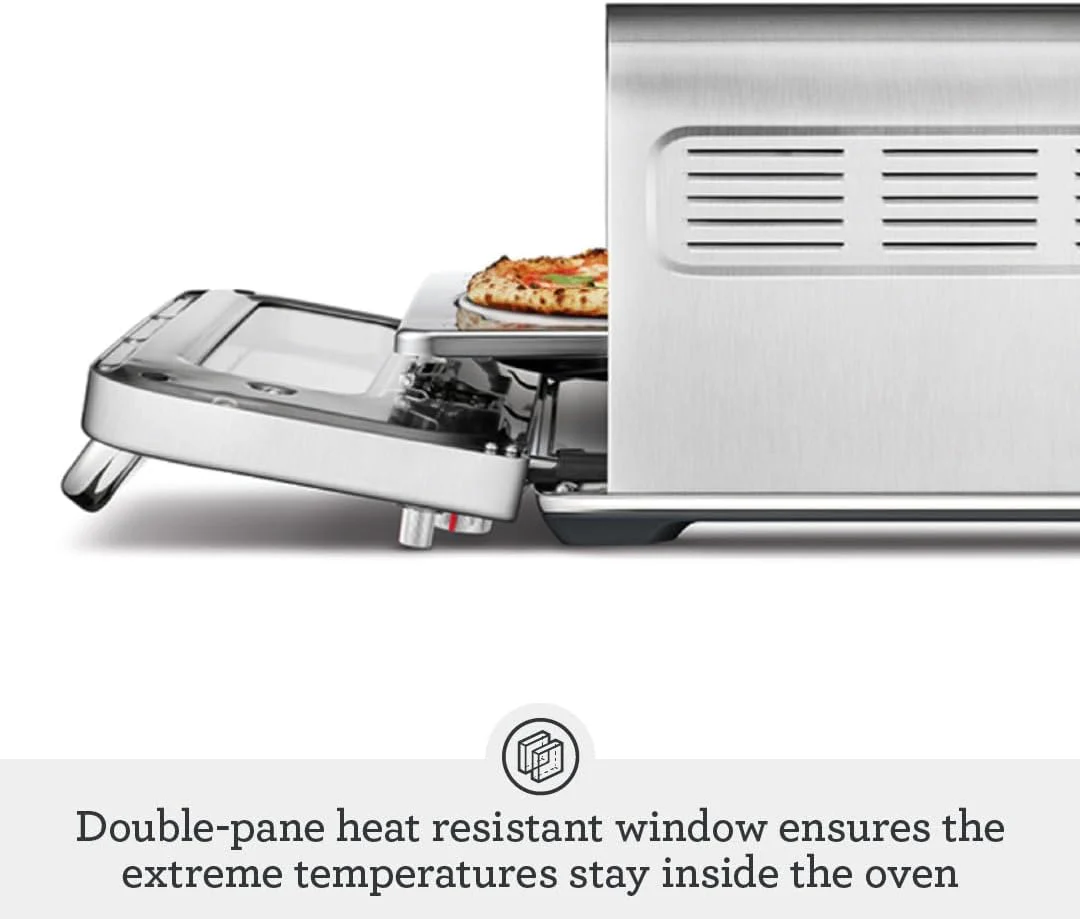 Sage - The Smart Oven Pizzaiolo - Brick Oven for Wood Fired Style Pizza - Leopard Spotted Crust 400°C, 7 Presets & Manual Mode - Peel & Pan included - Brushed Stainless Steel - Image 5
