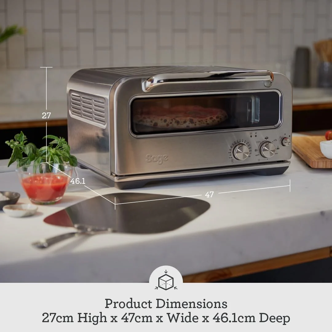 Sage - The Smart Oven Pizzaiolo - Brick Oven for Wood Fired Style Pizza - Leopard Spotted Crust 400°C, 7 Presets & Manual Mode - Peel & Pan included - Brushed Stainless Steel - Image 6