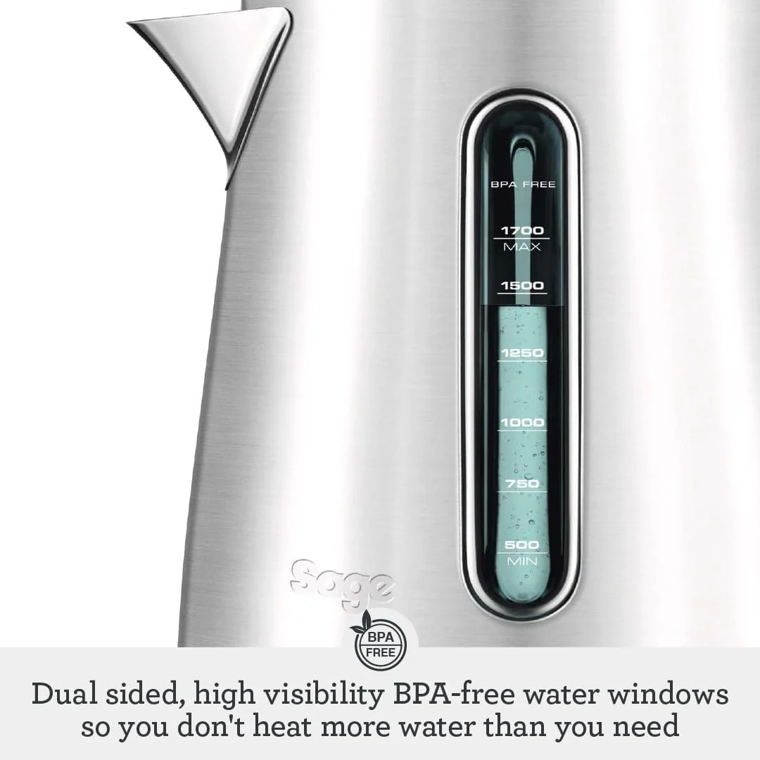 Sage - The Soft Top Luxe Quiet Electric Kettle - Fast Boil, Opens Softly, Elegant Design - 1.7 L Capacity, Cordless, 2400 W - Black Stainless Steel - Image 5