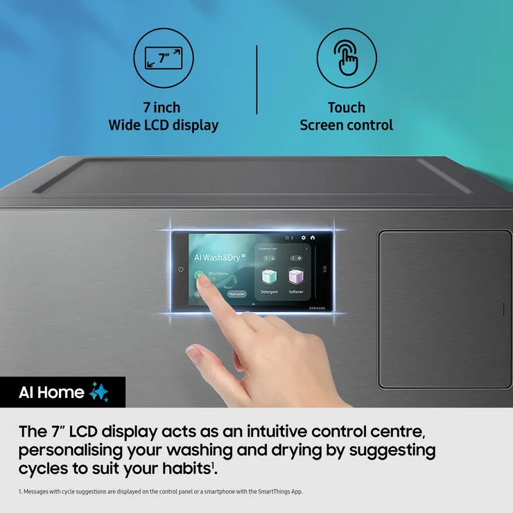 Samsung Series 9 Large Capacity WD18DB8995BZT1 18kg / 11kg Washer Dryer, A Rated in Dark Steel - Image 6