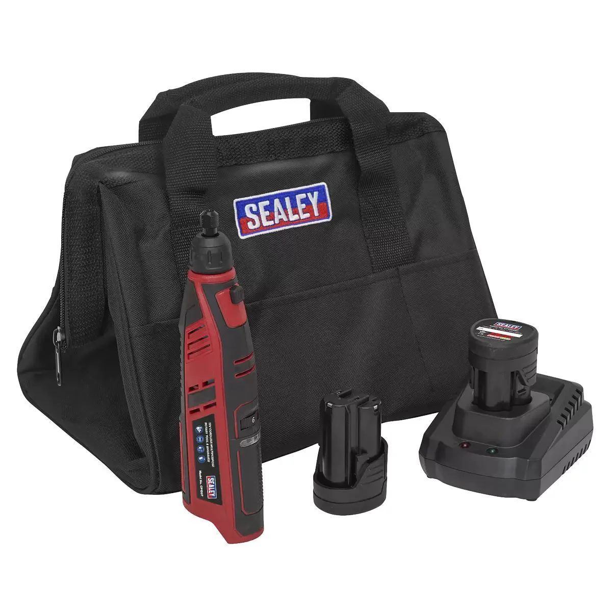 Sealey CP1207KIT 12V Cordless Multipurpose Rotary Tool & Engraver Kit 49pc With 2 x Batteries & Charger