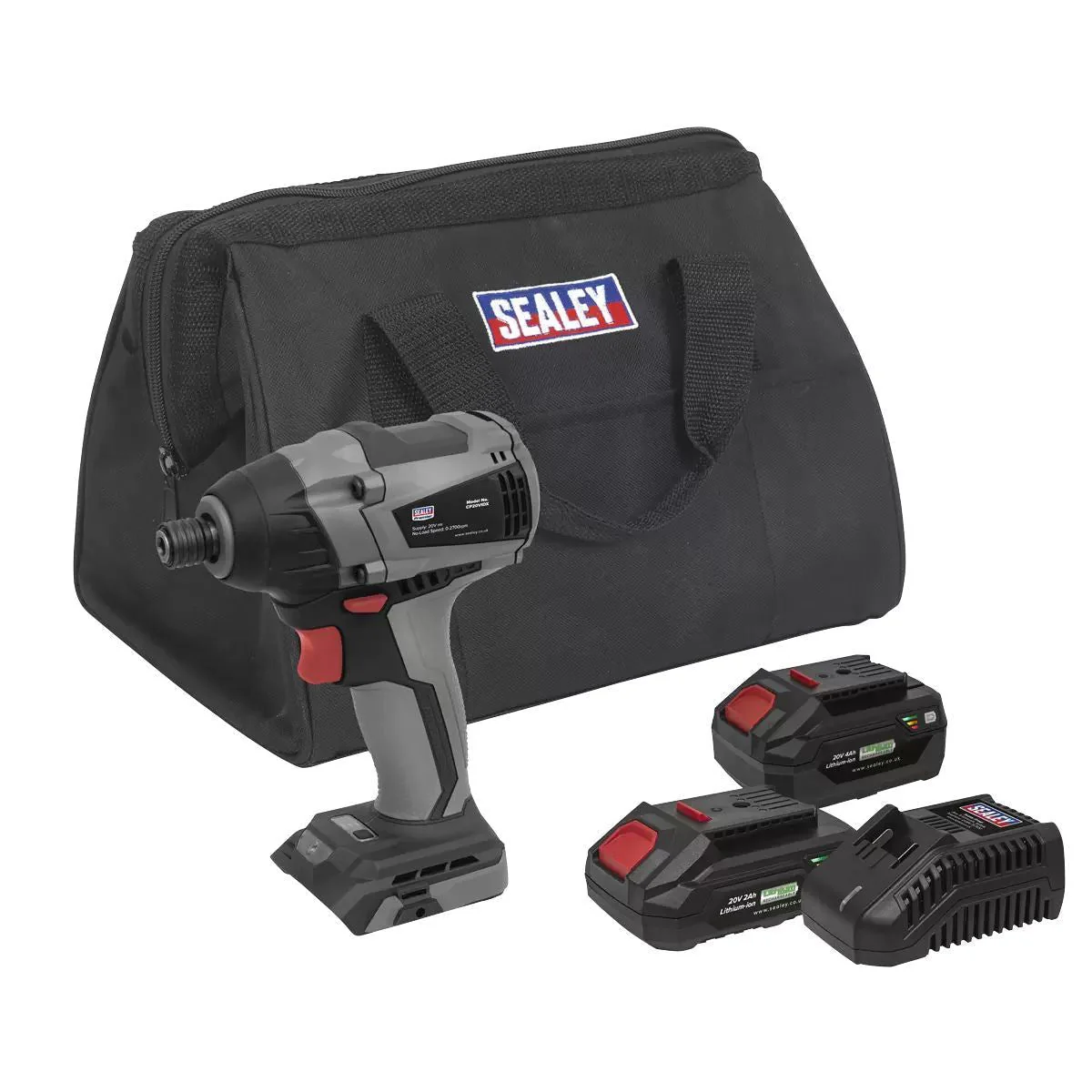 Sealey CP20VIDXKIT 20V Brushless Impact Driver Kit 1/4"Hex with 2 Batteries & charger
