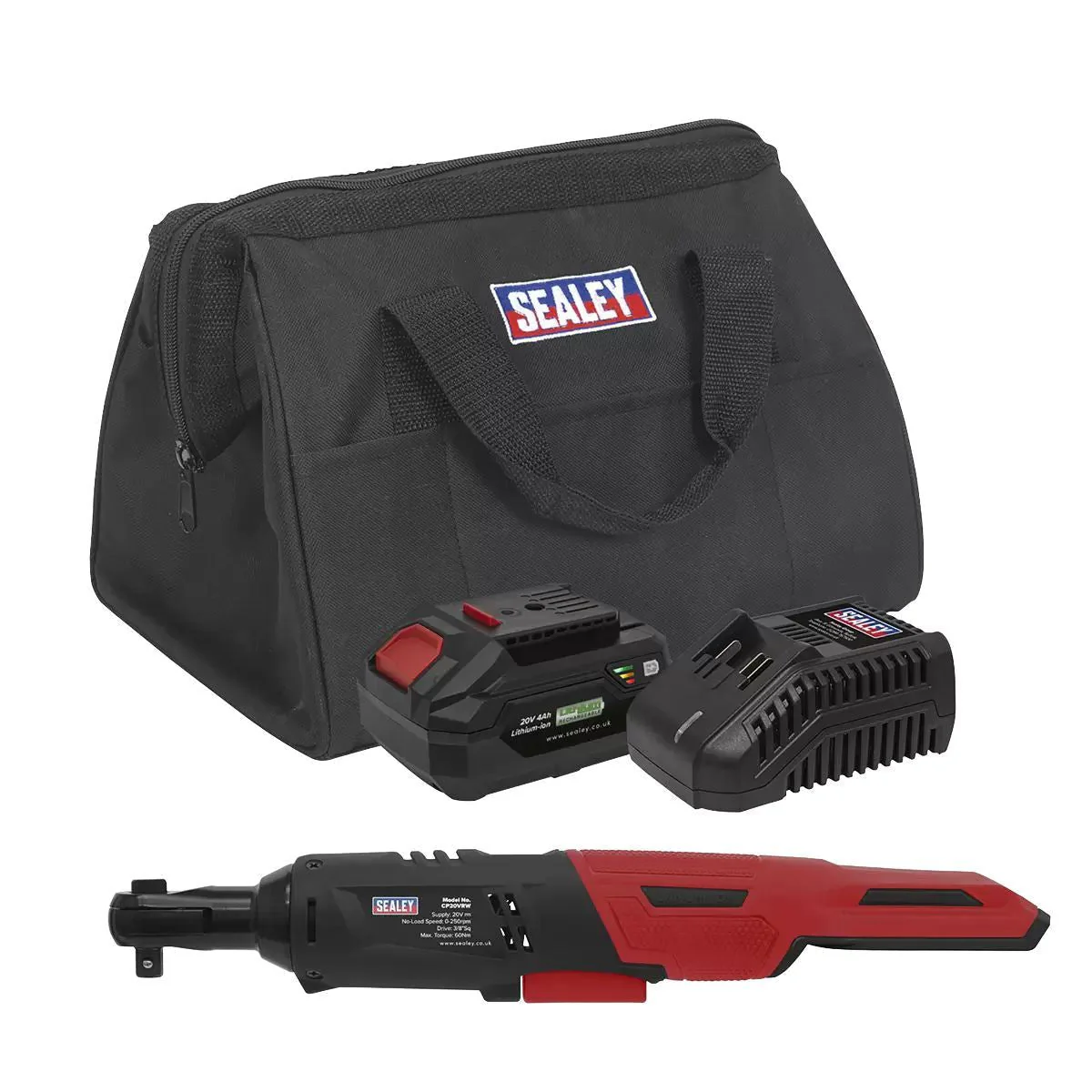 Sealey CP20VRWKIT1 20V 3/8"Sq Drive Ratchet Wrench Kit With Battery & Charger
