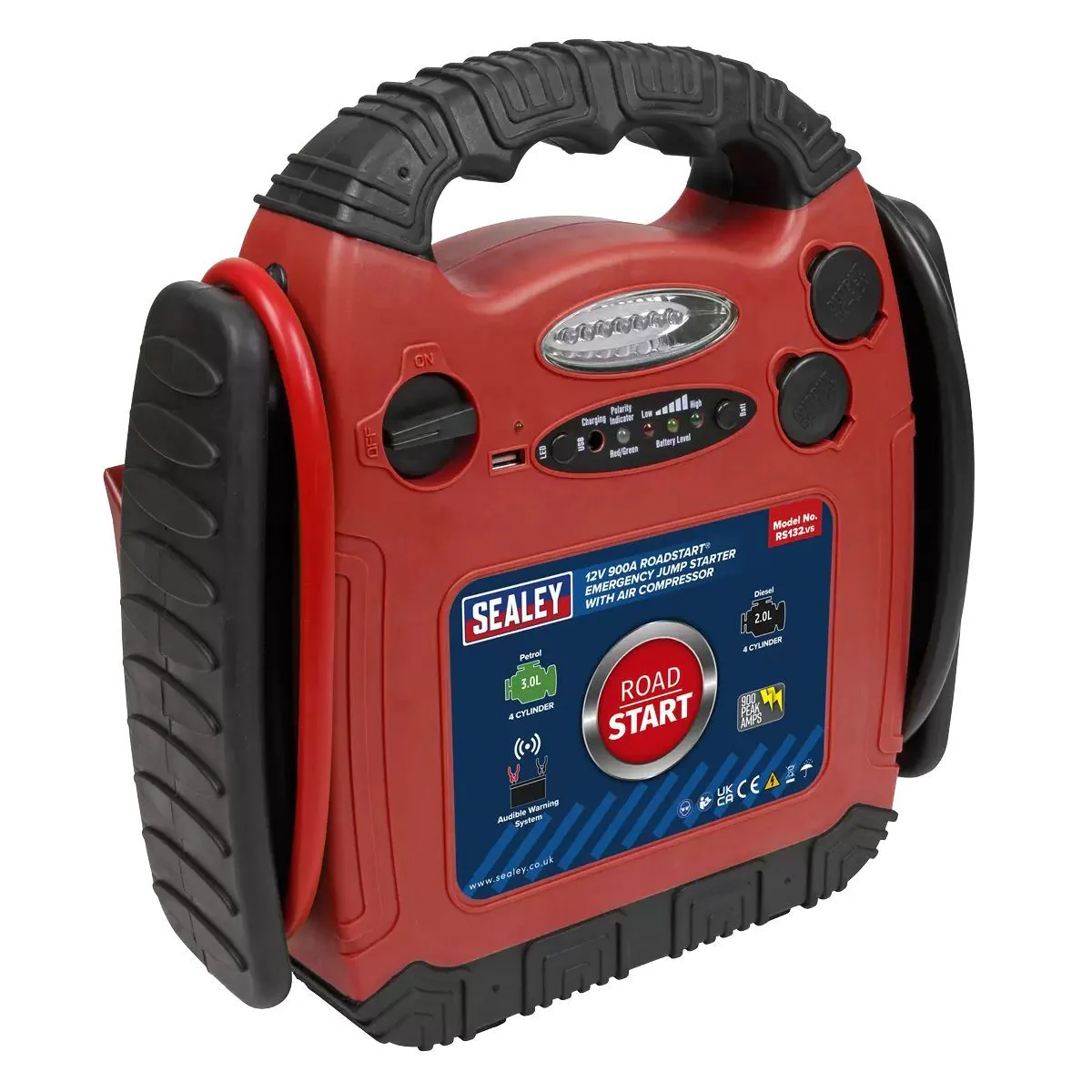 Sealey RS132 12V Road Start Emergency Power Pack with Air Compressor