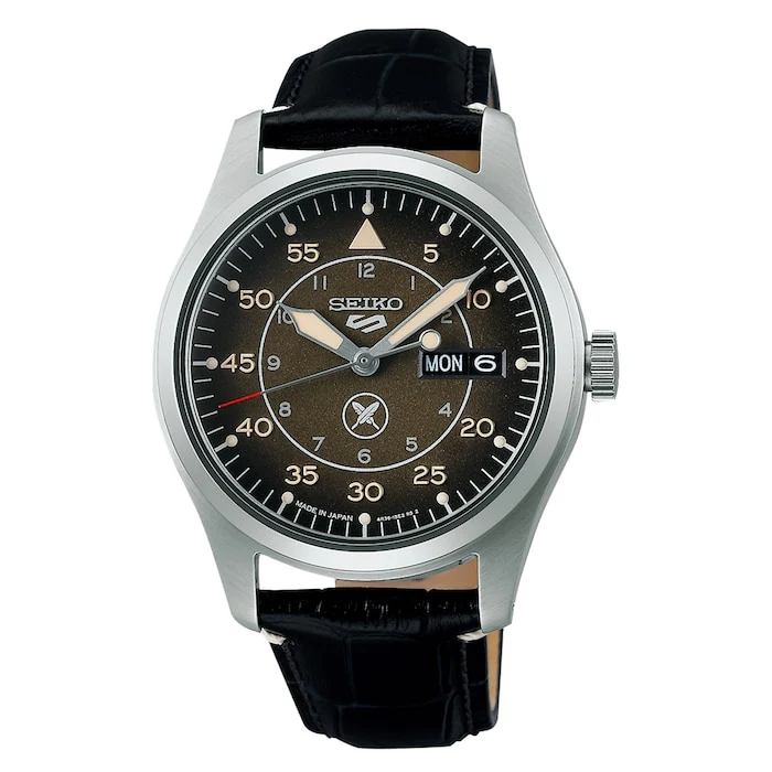 Seiko 5 Sports Automatic 39mm Men’s Watch with Brown Material Dial, Stainless Steel Case, 100m Water Resistant / SRPL31K1