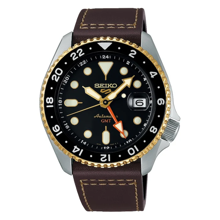 Seiko 5 Sports Automatic Men’s Watch with Black Material Dial, Stainless Steel Case & Bracelet, 100m Water Resistant / SSK036K1