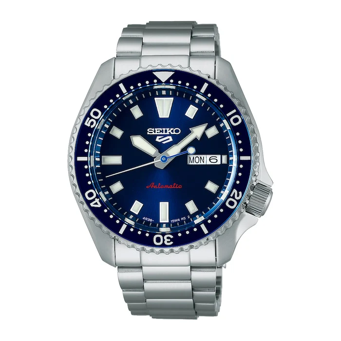 SEIKO 5 SPORTS Automatic Men’s Watch with Blue Material Dial, Stainless Steel Case & Bracelet, 100m Water Resistant / SRPL83K1