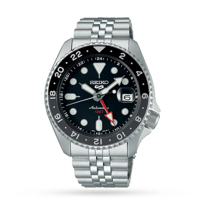 Seiko 5 Sports Heritage Automatic Men’s Watch with Black Material Dial, Stainless Steel Case & Bracelet, 100m Water Resistant / SSK001K1