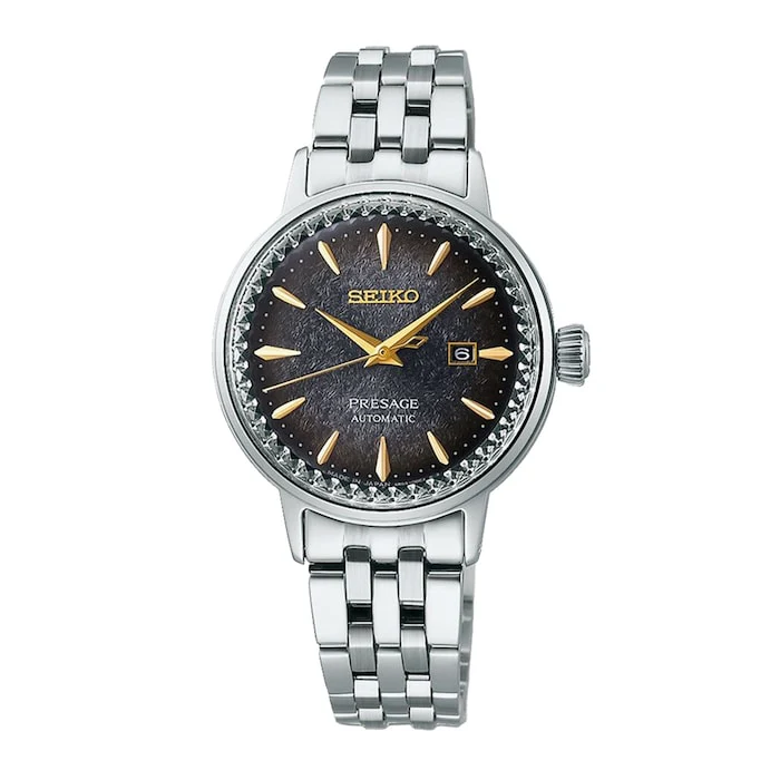 Seiko Presage Cocktail Time 30mm Ladies Watch Black Japanese Automatic Sapphire Crystal Stainless Steel Case SRE015J1