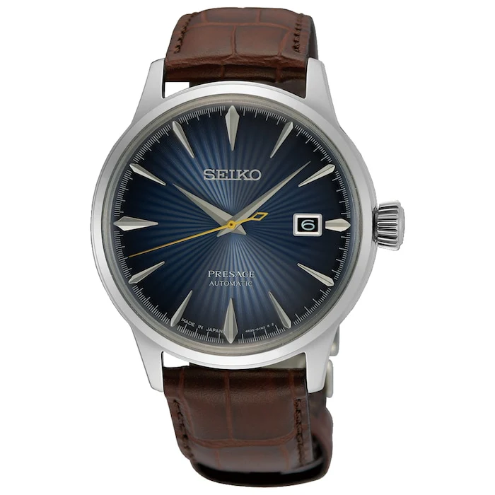 Seiko Presage Presage Automatic Men’s Watch with Blue Material Dial, Stainless Steel Case & Bracelet, 50m Water Resistant / SRPK15J1