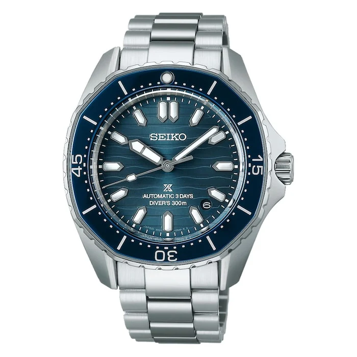 Seiko Prospex Elegance Automatic 41mm Men’s Watch with Blue Material Dial, Stainless Steel Case & Bracelet, 300m Water Resistant / SPB483J1