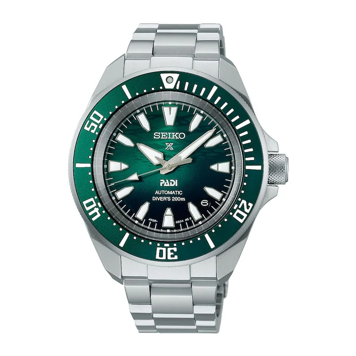 Seiko Prospex Heritage Automatic Men’s Watch with Green Material Dial, Stainless Steel Case & Bracelet, 200m Water Resistant / SRPL53K1