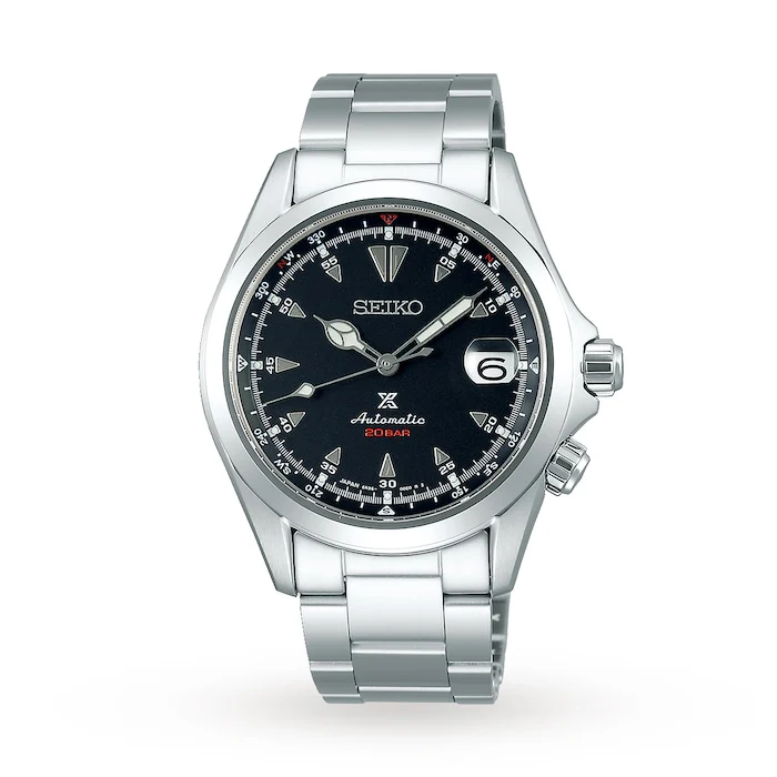 Seiko Prospex Prospex Automatic 13mm Men’s Watch with Black Material Dial, Stainless Steel Case & Bracelet, 200m Water Resistant / SPB117J1