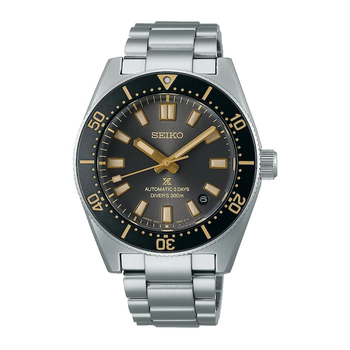 Seiko Prospex Prospex Automatic 40mm Men’s Watch with Grey Material Dial, Stainless Steel Case & Bracelet, 300m Water Resistant / SPB455J1