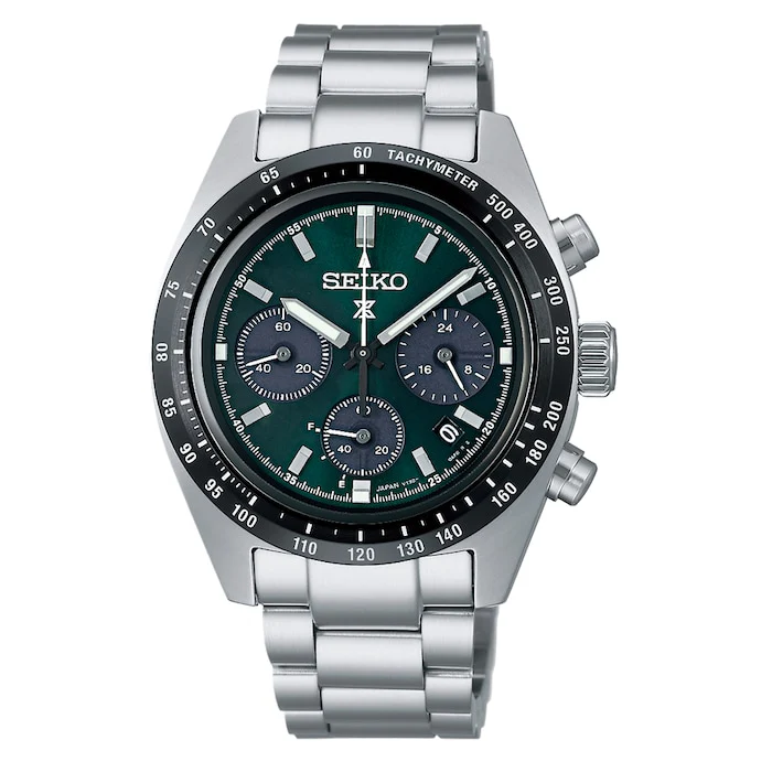Seiko Prospex Prospex Quartz 39mm Men’s Watch with Green Material Dial, Stainless Steel Case & Bracelet, 100m Water Resistant / SSC933P1