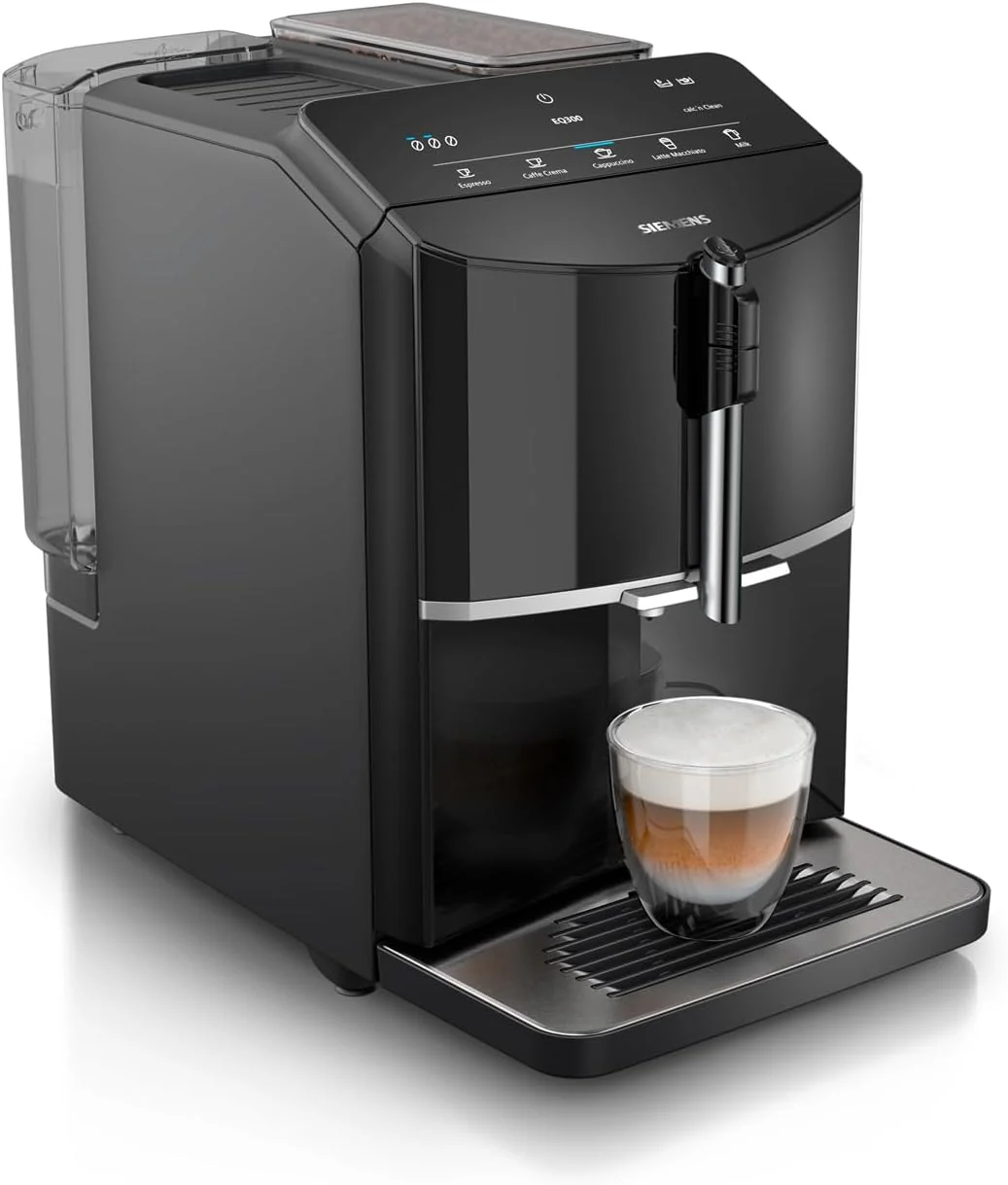 SIEMENS EQ300 Fully Automatic Bean to Cup Espresso Coffee Machine with milk frother arm, oneTouch Function, 4 coffee beverages, 3 coffee strengths, TF301G19, Piano Black - Image 2