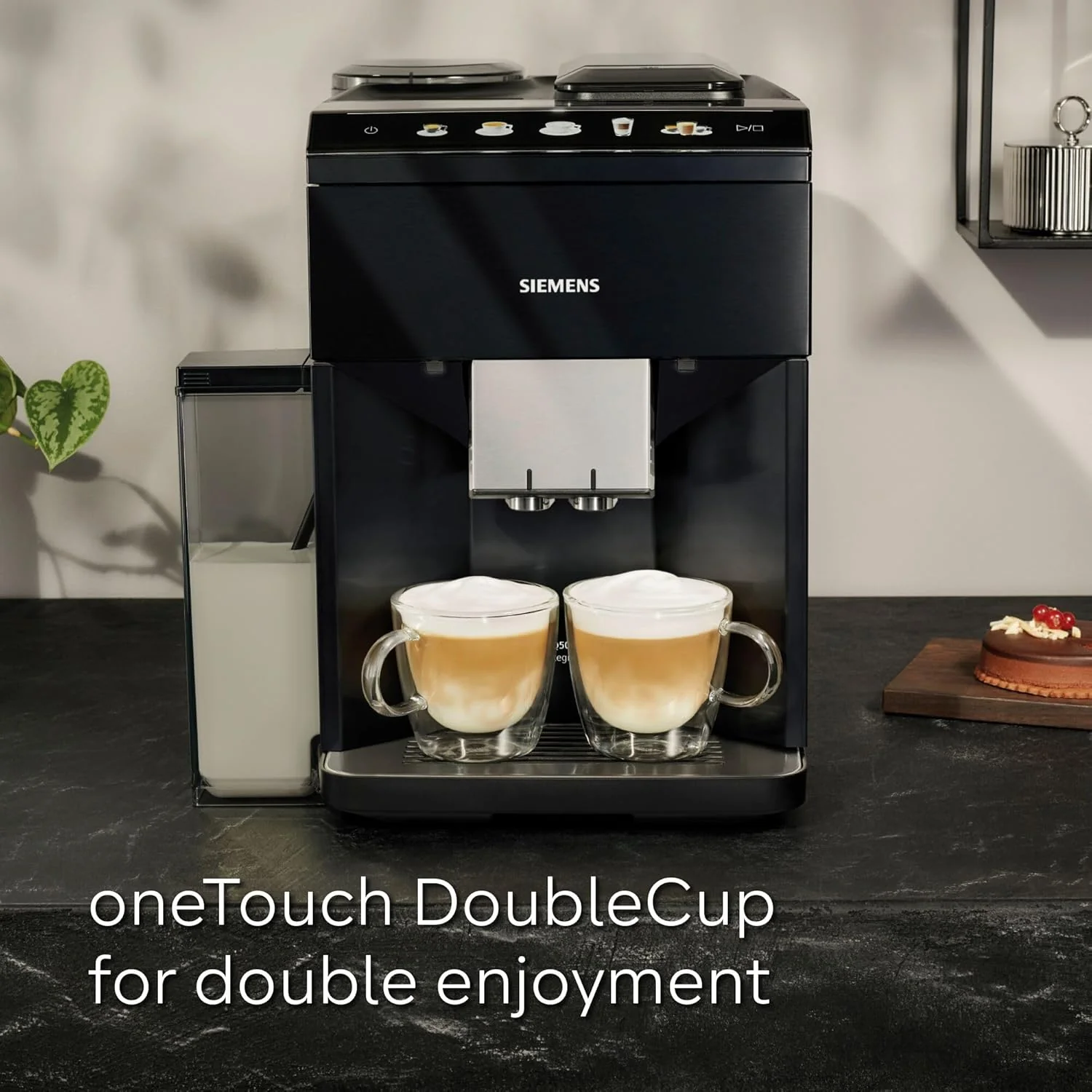 SIEMENS EQ500 Fully Automatic Bean to Cup Coffee Machine with Home Connect, coffeeSelect Display, oneTouch DoubleCup, 9 Coffee Beverages, autoMilk Clean, TQ518GB3 in Dark Inox - Image 2