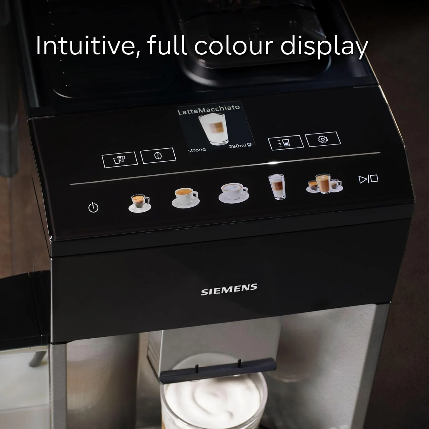SIEMENS EQ500 Fully Automatic Bean to Cup Coffee Machine with Home Connect, coffeeSelect Display, oneTouch DoubleCup, 9 Coffee Beverages, autoMilk Clean, TQ518GB3 in Dark Inox - Image 3