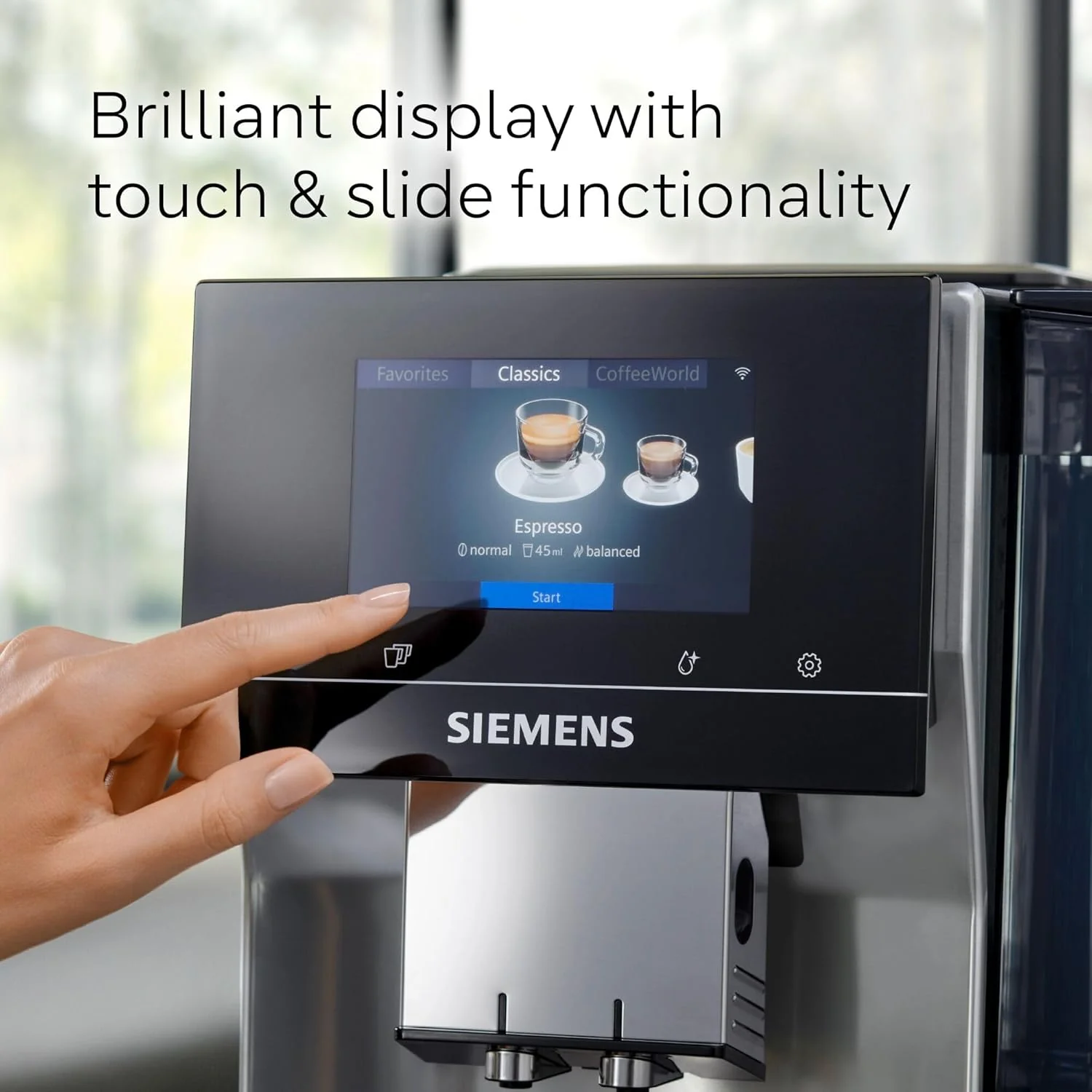 SIEMENS EQ700 Fully Automatic Bean to Cup Coffee Machine, 5" Touch Screen Display, Cold Brew/Slow Brew, Cappuccinatore, 34+ Coffee Beverages, Home Connect, TP715GB1 - Image 3