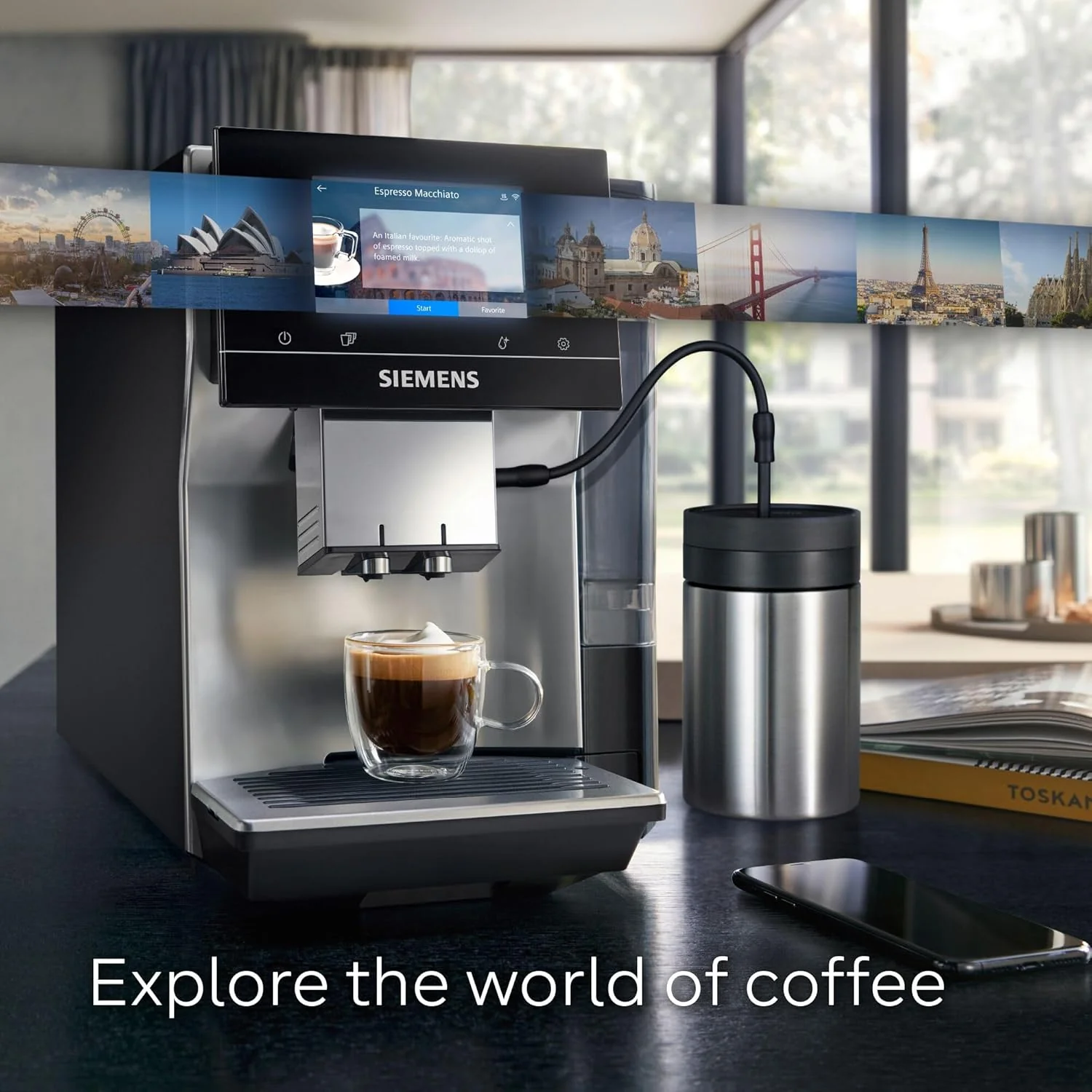 SIEMENS EQ700 Fully Automatic Bean to Cup Coffee Machine, 5" Touch Screen Display, Cold Brew/Slow Brew, Cappuccinatore, 34+ Coffee Beverages, Home Connect, TP715GB1 - Image 4