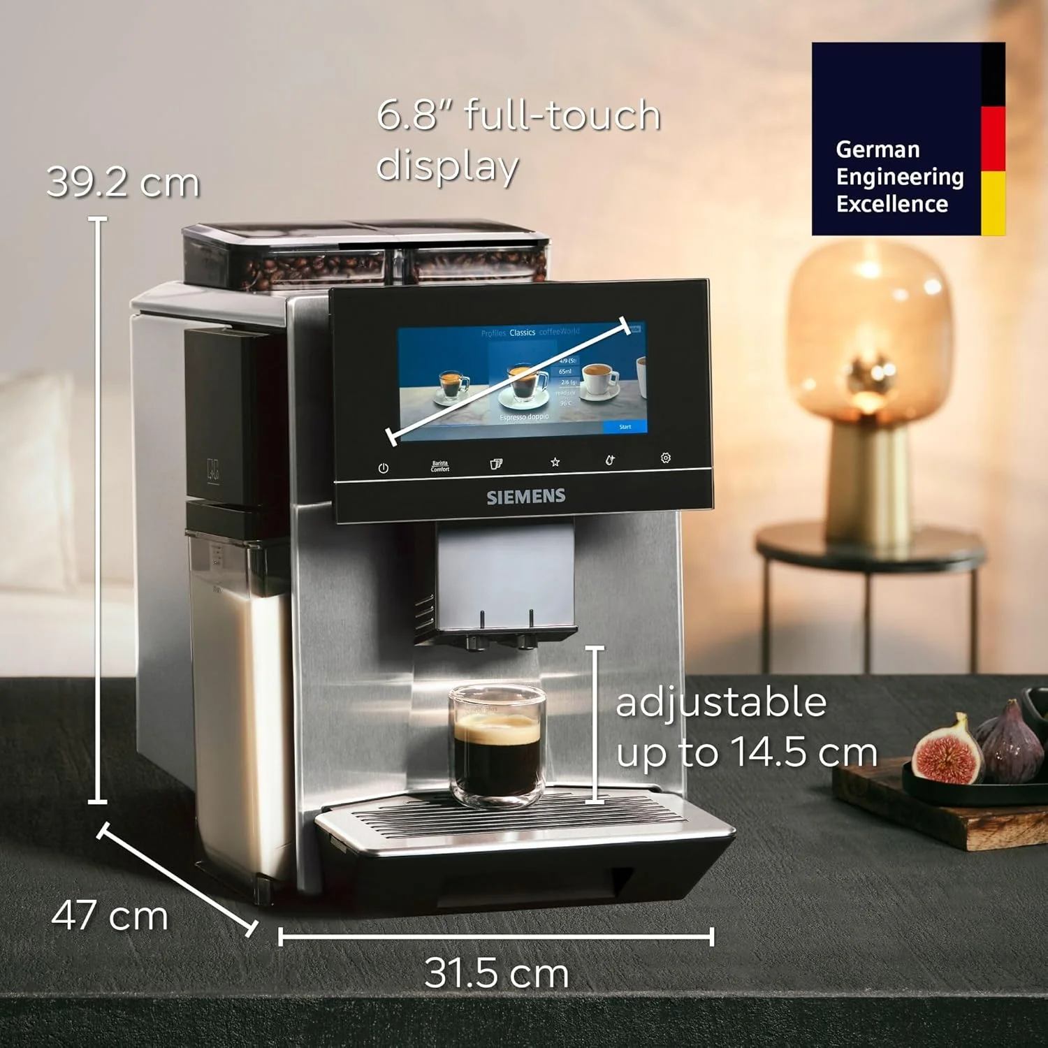 SIEMENS EQ900 Plus Fully Automatic Bean to Cup Coffee Machine, 6.8" Touch Screen Display, Auto Descaling/Cleaning, dual bean containers, baristaMode, beanIdent System, Home Connect, TQ907GZ3 - Image 12
