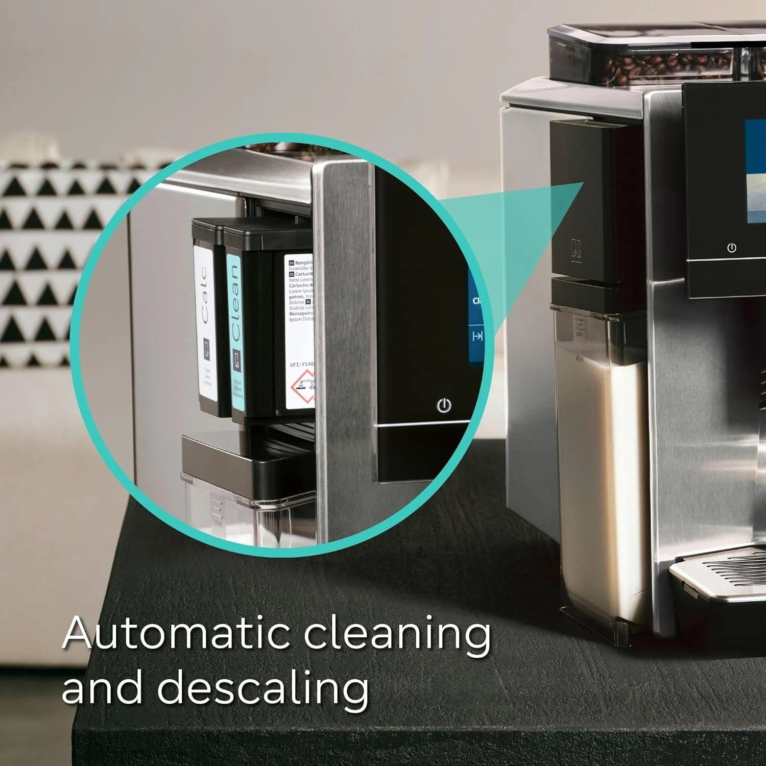 SIEMENS EQ900 Plus Fully Automatic Bean to Cup Coffee Machine, 6.8" Touch Screen Display, Auto Descaling/Cleaning, dual bean containers, baristaMode, beanIdent System, Home Connect, TQ907GZ3 - Image 2