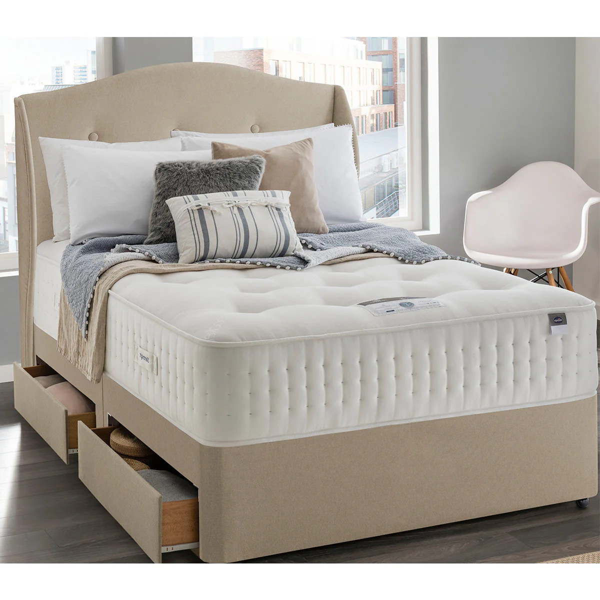 Camden Sanstone Materials Wood Fabric Full Headboard Super Bedroom Decor Modern - Image 3