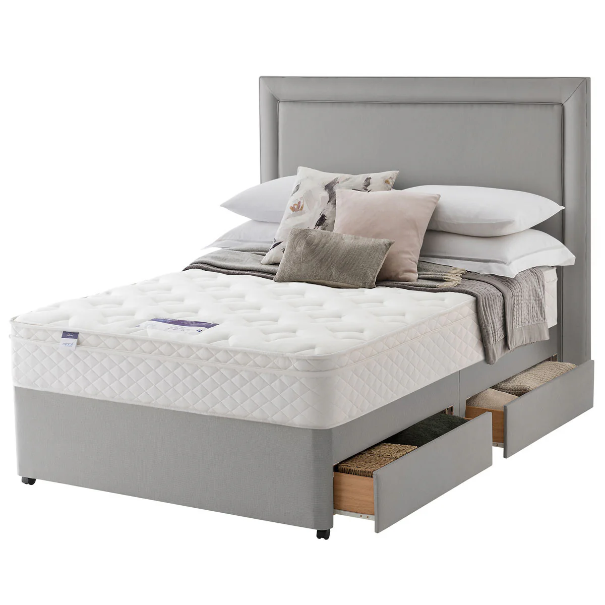 Silentnight Miracoil Memory Cushion Top Mattress & Divan in Grey, Super King - Image 3