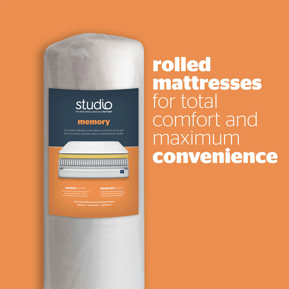 Silentnight Studio Memory 1000 Hybrid Rolled Mattress, King - Image 4